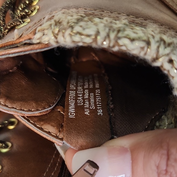 Baby Girl Faux Brown Leather Ankle Boot with Sweater Trim sz 4 - Picture 4 of 4